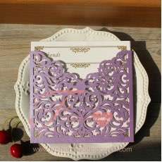 Laser Cut Bridal Shower Wedding Invitation with Ribbon